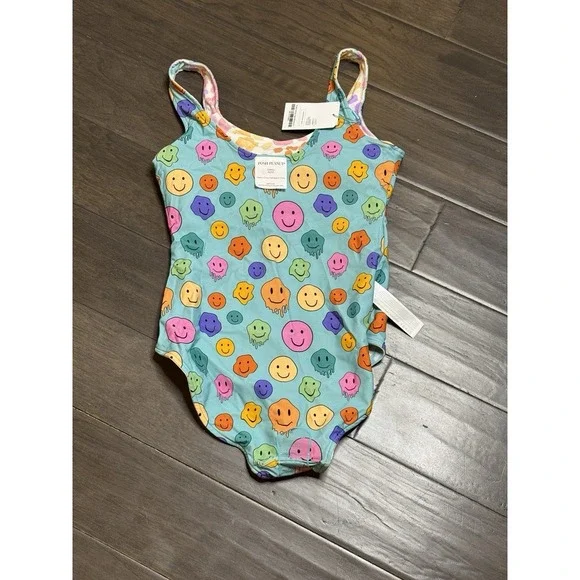 Posh Peanut Mina Reversible Swimsuit Mom‎ Size Small Smiley Face Animal Print - Picture 2 of 7